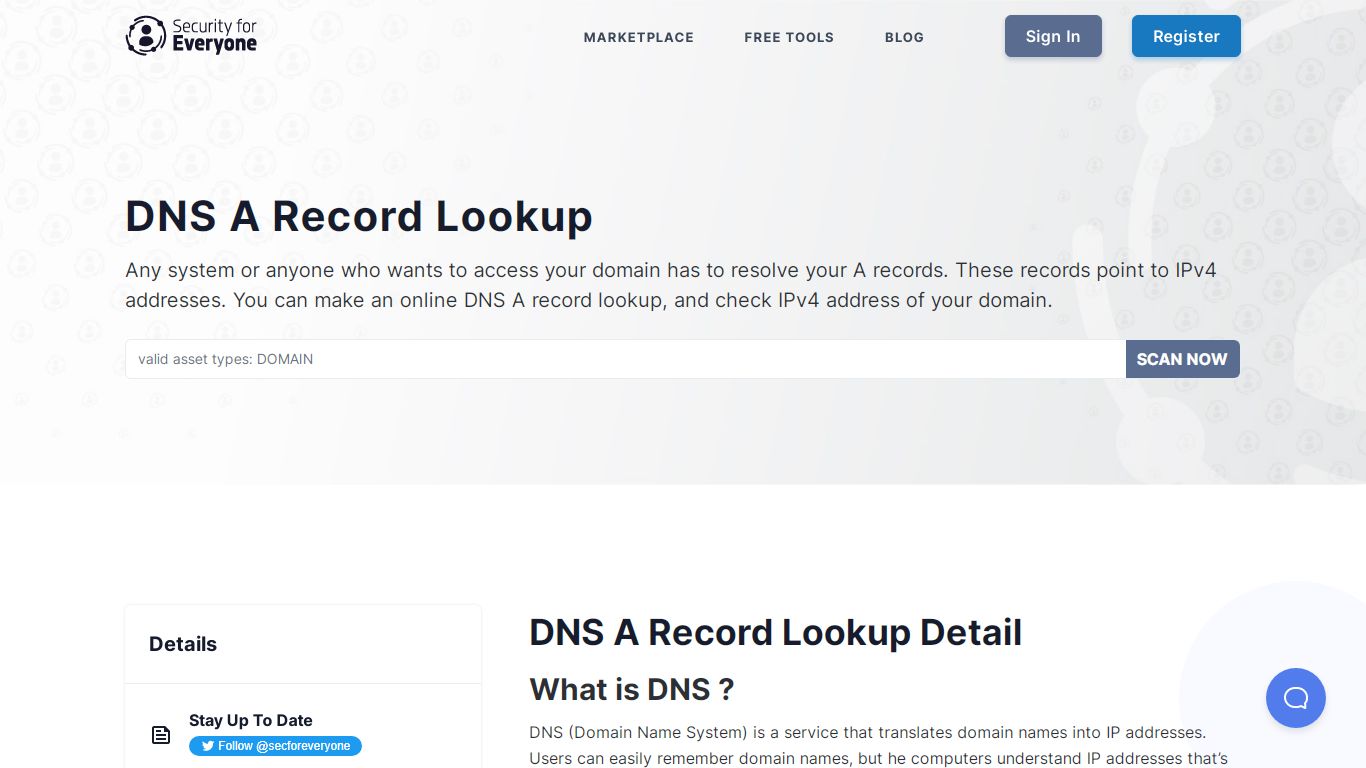 DNS A Record Lookup Tool - SecurityForEveryone.com